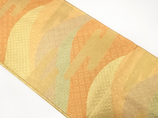 佐賀錦　ヱ霞に山並模様織り出し　袋帯